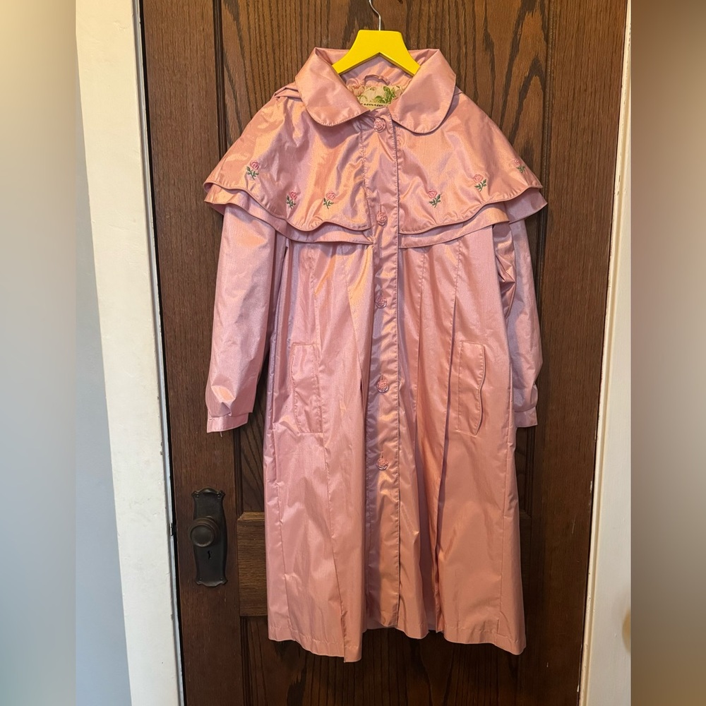 Girls Vintage Pink Embroidered Coat M